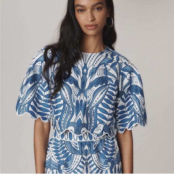 FARM Rio Tops - Farm Rio Blue and White Patterned Dress